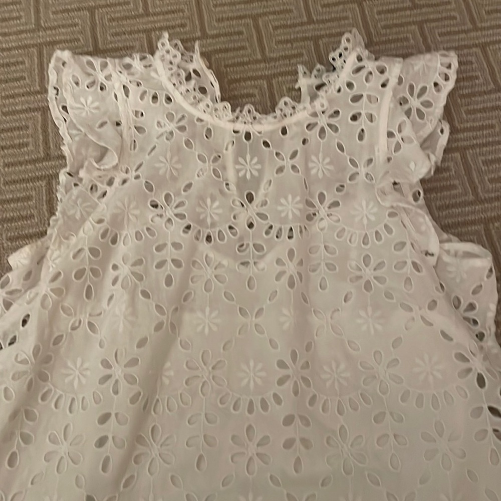 J. Crew White Eyelet Tank Top
